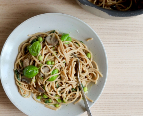 One pot pasta med ærter
