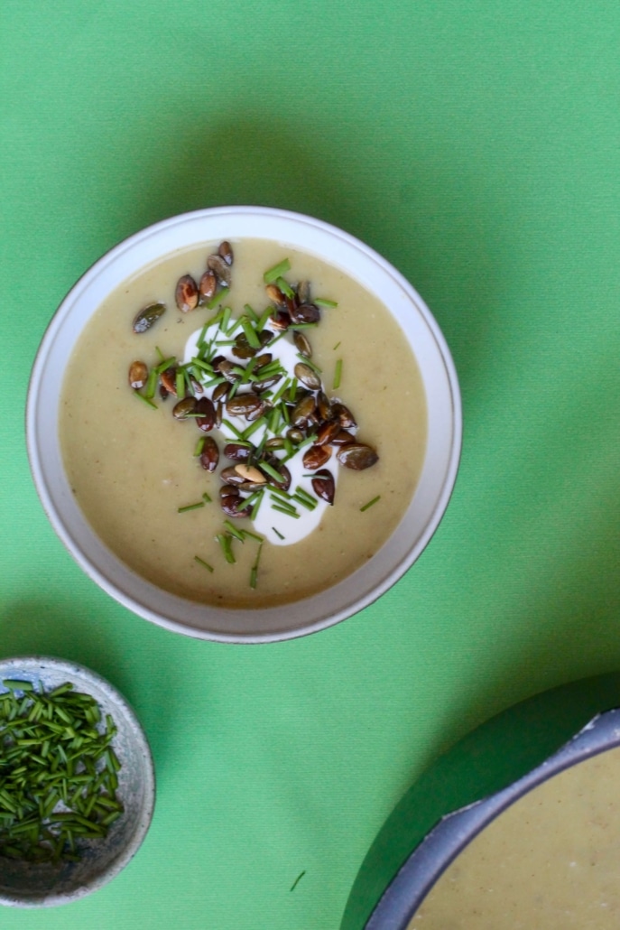 Vegan potato leek soup